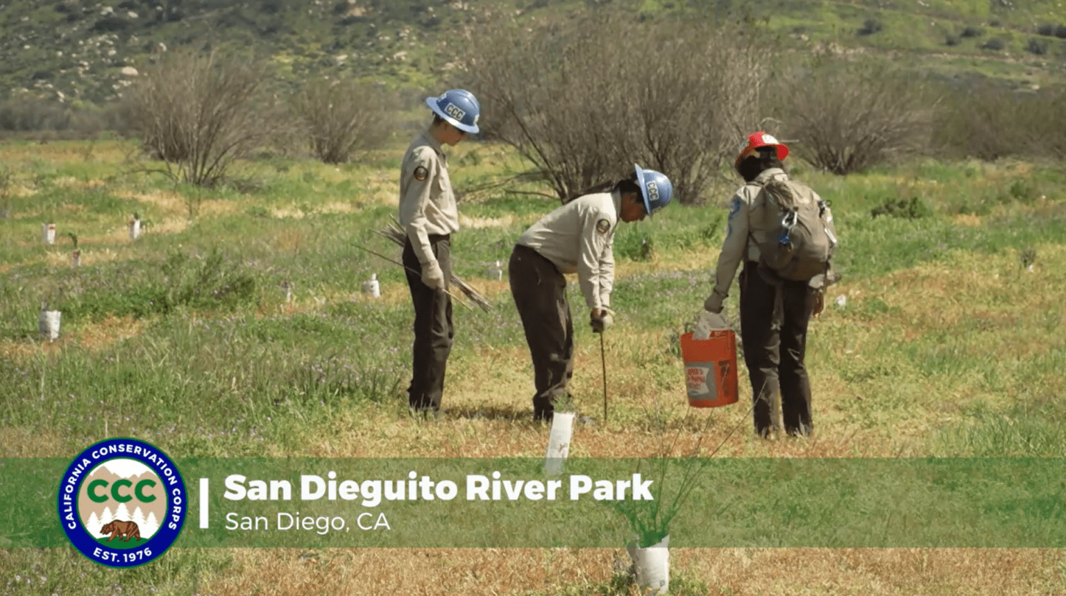 San Dieguito CCC Video California Conservation Corps members plant trees at San Dieguito